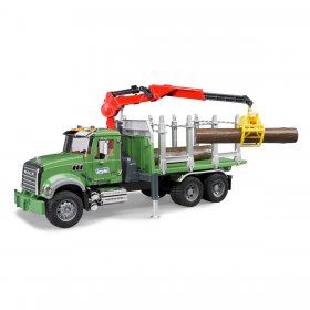 MACK Granite timber truck with loading crane and 3 trunks (BRUDE