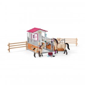 Horse Stall with Arab Horses and Groom (sch-42369)