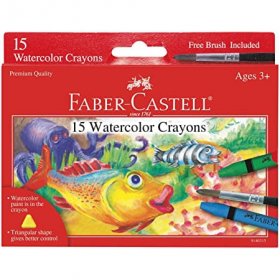 15ct Watercolor Crayons w/ free brush (FC9140315)